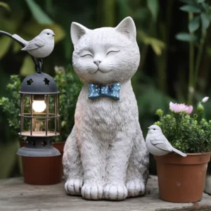 Hand-Painted Resin Cat Garden Statue Decorative Figurine